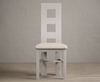 Painted Soft White Flow Back Dining Chairs with Linen Fabric Seat Pad