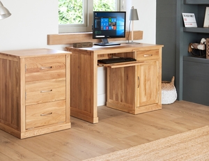 Rhone Solid Oak Single Pedestal Computer Desk