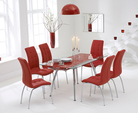 Ritz Red Extending Glass Dining Table with Calgary Chairs