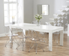 Venice 200cm White High Gloss Extending Dining Table with Charles Eames Style DSR Eiffel Transparent Chairs