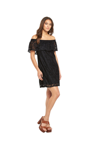V By Very Frill Bardot Lace Mini Dress