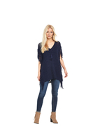 V By Very Fringe Side Lace Up Neck Poncho