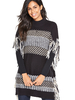 V By Very Jacquard Knit Tassle Poncho In Multi
