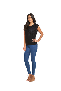 V By Very Tassel Neck Trim Short Sleeved Jumper