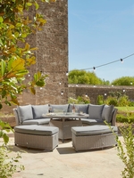 Antibes Curved Modular Dining Set With Firepit