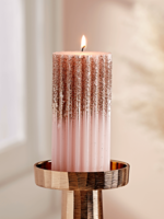 Blush Glittered Pillar Candle - Small