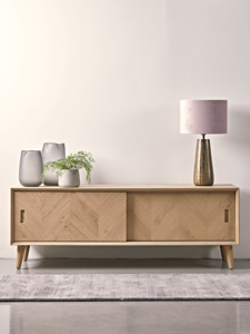 Chevron Oak Low Cabinet