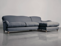 Cosy Chaise Slate Cotton Velvet - Right Hand Facing