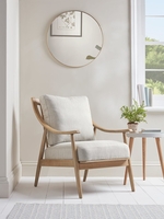 Curved Arm Mid Century Chair - Linen