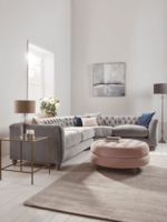 Dora Buttoned Modular Corner Sofa Soft Grey Velvet - Left Hand Facing