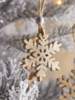 Eighteen Glittered Wooden Snowflakes