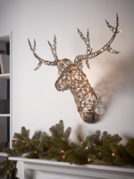 Faux Rattan Light Up Stag Head