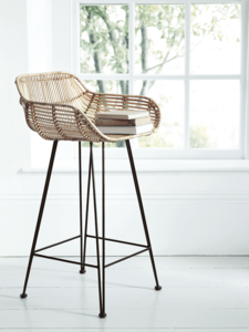 Flat Rattan Counter Stool - Natural