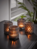Four Black Geometric Tealight Holders