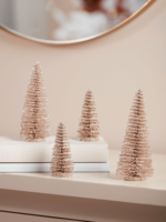 Four Blush Glittered Brush Trees