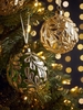 Four Large Golden Mistletoe Glass Baubles