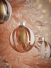 Four Small Painterly Stripes Glass Baubles - Blush