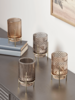 Four Standing Tealight Holders - Grey & Amber