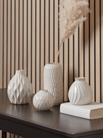 Four Textured Geometric Vases