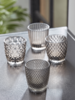 Four Textured Glass Tealight Holders - Grey