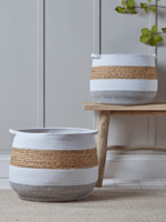 Grey & White Striped Baskets