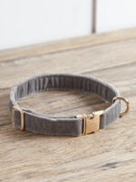 Grey Velvet Dog Collar - Medium