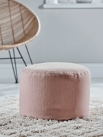 Herringbone Wool Pouffe - Blush
