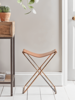 Leather Sling Stool - Tan
