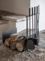 Log Holder & Four Piece Fireside Set