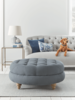 Margeaux Round Ottoman - Soft Grey Velvet