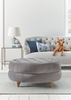 Margeaux Round Ottoman - Soft Grey Velvet