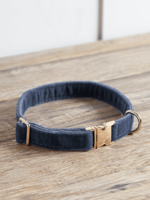 Navy Velvet Dog Collar - Medium