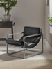 NEW Black Leather Frame Chair