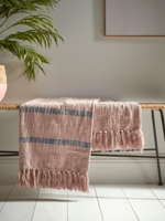 NEW Blush Striped Cotton Throw
