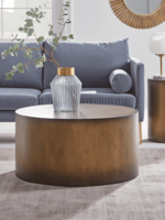 NEW Burnished Gold Drum Coffee Table