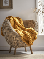 NEW Chunky Knit Throw - Mustard