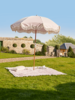 NEW Compact Fringed Parasol - Blush Stripe