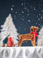 NEW Felt Dog With Sleigh