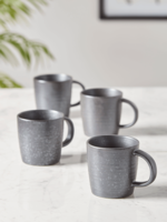 NEW Four Black Reactive Glazed Mugs
