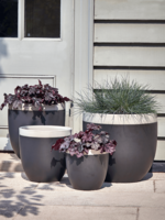 NEW Four Dipped Rim Planters - Charcoal