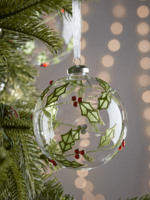 NEW Four Large Hand Painted Holly Baubles