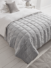 NEW Lightweight Velvet & Cotton Bedspread - Soft Grey