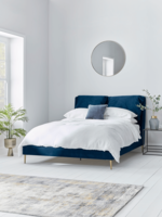 NEW Pillowy Velvet Super King Bed - Deep Blue