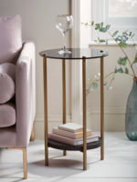 NEW Smoked Glass Two Tier Side Table