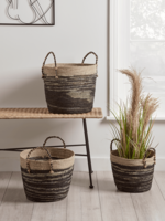 NEW Three Black Stripe Jute Baskets