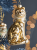 NEW Three Gold Glass Hanging Leopards