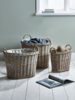 NEW Three Greywash Rattan Baskets