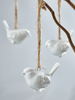 NEW Three Hanging Porcelain Birds - White