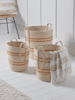 NEW Three Tall Woven Striped Baskets