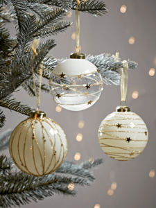 NEW Twelve Glittered Swirl Glass Baubles